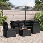 vidaXL Loungegrupp med dynor 6 delar svart konstrotting 3255971