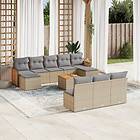 vidaXL Loungegrupp för trädgården m. dynor 11 delar beige konstrotting 3228075