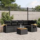 vidaXL Loungegrupp med dynor 6 delar svart konstrotting 3259192