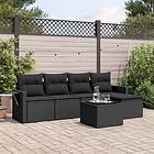 vidaXL Loungegrupp med dynor 6 delar svart konstrotting 3252432