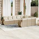 vidaXL Soffgrupp för trädgård med dynor 10 delar beige konstrotting 3254225