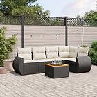 vidaXL Loungegrupp med dynor 6 delar svart konstrotting 3257323