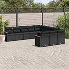 vidaXL Loungegrupp för trädgården m. dynor 11 delar konstrotting svart 3226426