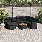 vidaXL Loungegrupp för trädgården med dynor 8 delar svart konstrotting 3256566