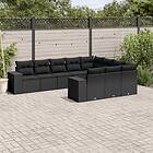 vidaXL Loungegrupp 10 delar med svarta dynor konstrotting 3223084