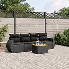 vidaXL Loungegrupp för trädgården med dynor 5 delar svart konstrotting 3224879
