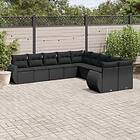 vidaXL Loungegrupp 10 delar med svarta dynor konstrotting 3254242