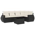 vidaXL Loungegrupp med dynor 6 delar svart konstrotting 3221335