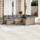 vidaXL Loungegrupp för trädgården m. dynor 11 delar beige konstrotting 3258965