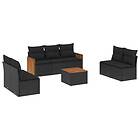 vidaXL Loungegrupp för trädgården med dynor 8 delar svart konstrotting 3227560