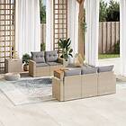 vidaXL Soffgrupp för trädgård med dynor 6 delar mixbeige konstrotting 3256339