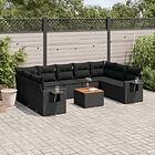 vidaXL Loungegrupp 10 delar med svarta dynor konstrotting 3257035