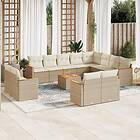 vidaXL Soffgrupp för trädgården med dynor 13 delar beige konstrotting 3258922