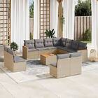 vidaXL Soffgrupp för trädgården 12 delar med dynor beige konstrotting 3258496