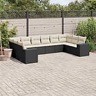 vidaXL Loungegrupp 10 delar med svarta dynor konstrotting 3223065