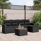 vidaXL Loungegrupp med dynor 6 delar svart konstrotting 3256426