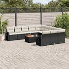 vidaXL Loungegrupp med dynor 12 delar svart konstrotting 3257120