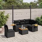 vidaXL Loungegrupp med dynor 6 delar svart konstrotting 3259220