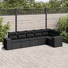 vidaXL Loungegrupp med dynor 6 delar svart konstrotting 3222584