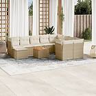 vidaXL Loungegrupp för trädgården m. dynor 11 delar beige konstrotting 3256303