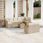 vidaXL Soffgrupp för trädgård med dynor 10 delar beige konstrotting 3258698