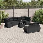 vidaXL Loungegrupp 10 delar med svarta dynor konstrotting 3254162