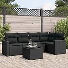 vidaXL Loungegrupp med dynor 6 delar svart konstrotting 3218925