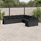 vidaXL Loungegrupp 10 delar med svarta dynor konstrotting 3219495