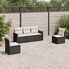 vidaXL Loungegrupp för trädgården med dynor 5 delar svart konstrotting 3258248