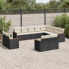 vidaXL Loungegrupp med dynor 12 delar svart konstrotting 3258913