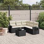 vidaXL Loungegrupp med dynor 6 delar svart konstrotting 3252493