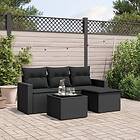 vidaXL Loungegrupp för trädgården med dynor 5 delar svart konstrotting 3218865