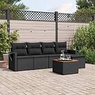 vidaXL Loungegrupp med dynor 6 delar svart konstrotting 3256867