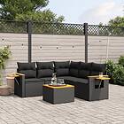 vidaXL Loungegrupp med dynor 6 delar svart konstrotting 3259206