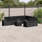 vidaXL Loungegrupp 10 delar med svarta dynor konstrotting 3255382