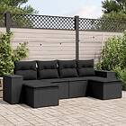 vidaXL Loungegrupp med dynor 6 delar svart konstrotting 3255252