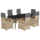 vidaXL Matgrupp för trädgården med dynor 7 delar mixbeige konstrotting 3212397