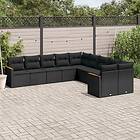 vidaXL Loungegrupp 10 delar med svarta dynor konstrotting 3258751
