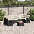 vidaXL Loungegrupp för trädgården med dynor 8 delar svart konstrotting 3256805