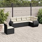 vidaXL Loungegrupp med dynor 6 delar svart konstrotting 3221425