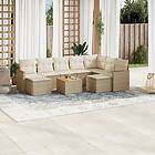 vidaXL Soffgrupp för trädgård med dynor 10 delar beige konstrotting 3258950