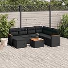vidaXL Loungegrupp för trädgården med dynor 8 delar svart konstrotting 3226209