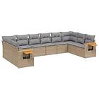 vidaXL Soffgrupp för trädgård med dynor 10 delar beige konstrotting 3259567