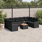 vidaXL Loungegrupp 10 delar med svarta dynor konstrotting 3256594