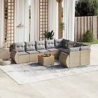 vidaXL Soffgrupp för trädgård med dynor 10 delar beige konstrotting 3257494