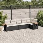 vidaXL Loungegrupp med dynor 6 delar svart konstrotting 3226826