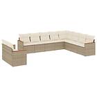 vidaXL Soffgrupp för trädgård med dynor 10 delar beige konstrotting 3258516