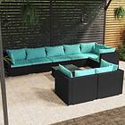 vidaXL Loungegrupp för trädgården med dynor 9 delar svart konstrotting 3102489