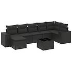 vidaXL Loungegrupp för trädgården med dynor 8 delar svart konstrotting 3222884