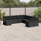 vidaXL Loungegrupp för trädgården m. dynor 11 delar konstrotting svart 3258968
